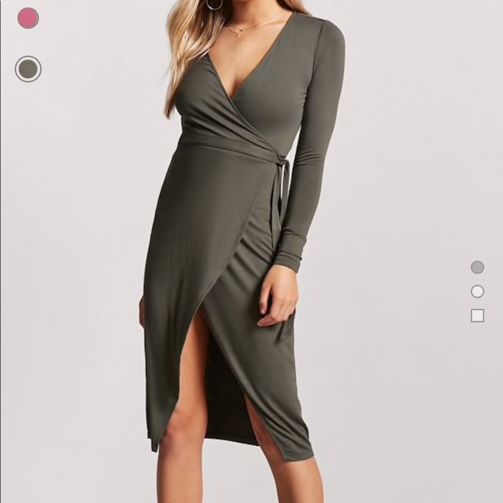 NWT Forever 21 Long sleeve high low wrap dress